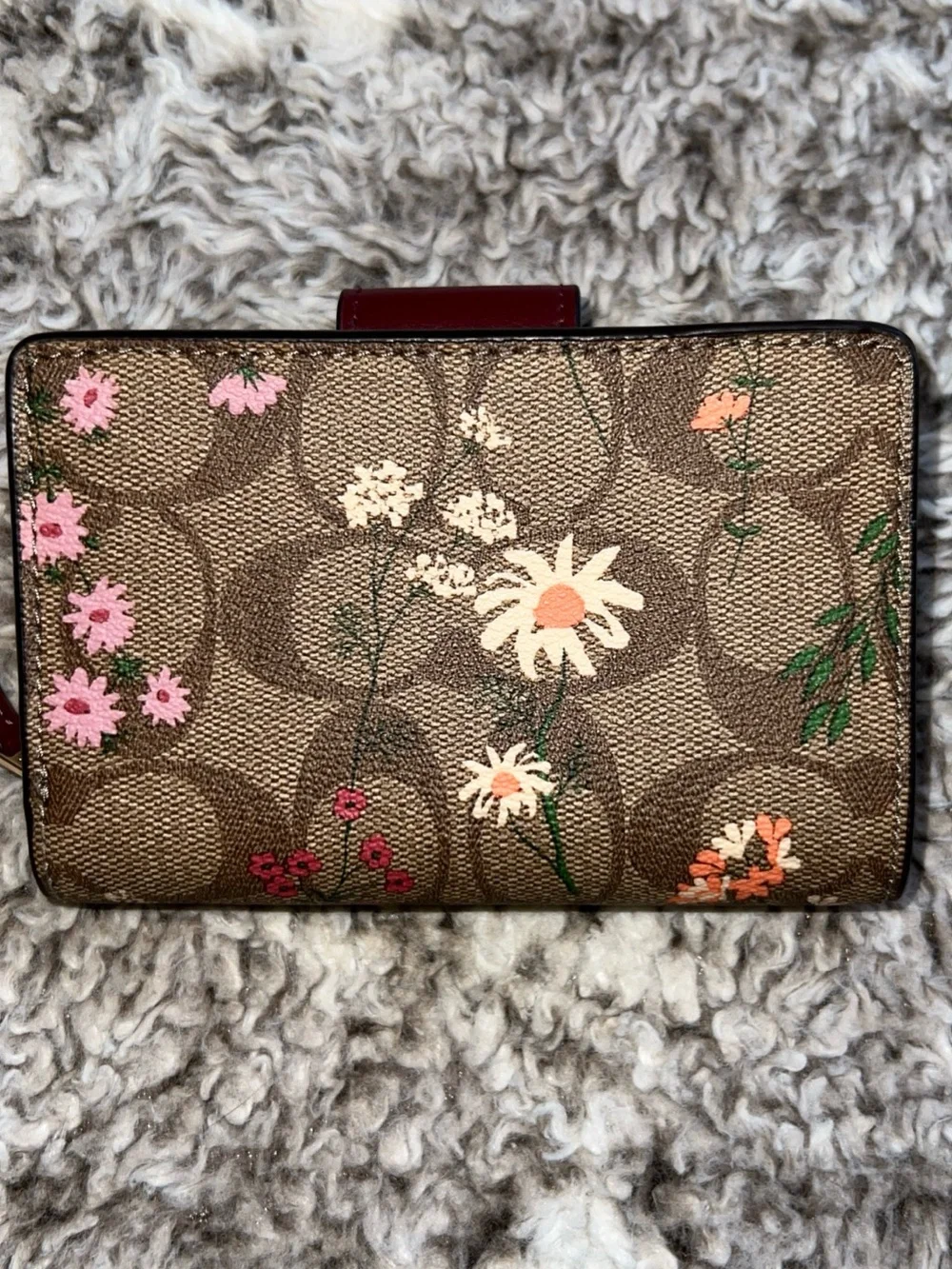 Coach Medium Corner Zip Wallet In Signature Canvas With Floral Print